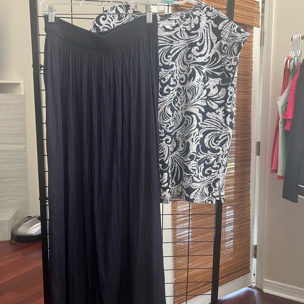 Chicos Navy Maxi Skirt -Size M Chicos matching top sz Large
